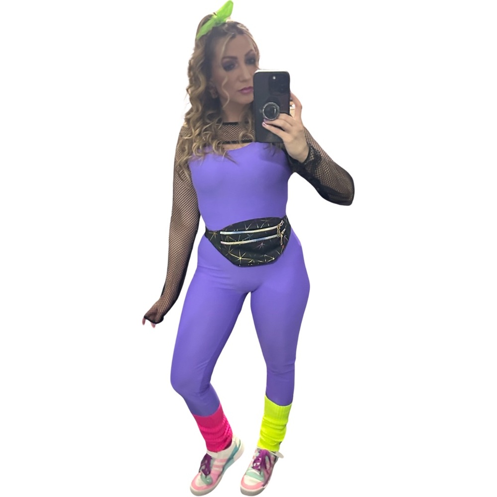 One Piece Bodycon Jumpsuit Tank Romper Spandex Unitard Bodysuit 80’s Neon theme
